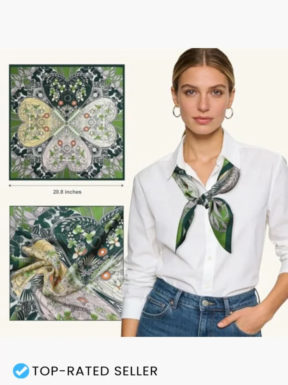 100% Mulberry Silk Scarf for Women Lightweight Square Neck Scarf Stylish